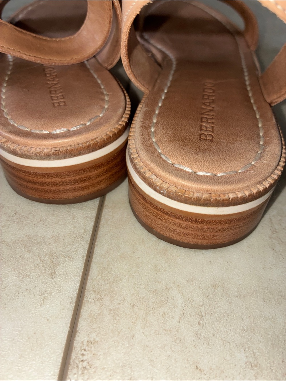 Bernardo Tan Leather Ankle-Strap Sandals Size 8 Fit Like 7.5 - Picture 3 of 10